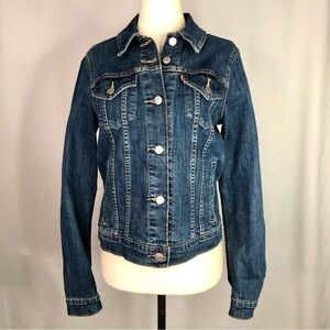 Levi's classic denim jean jacket button front slight stretch size medium